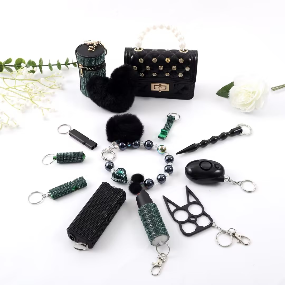 13 PCS Black Forrest Set - Premium self defense keychain set for women's personal safety. Features 13-piece comprehensive set and Tactical grade materials.