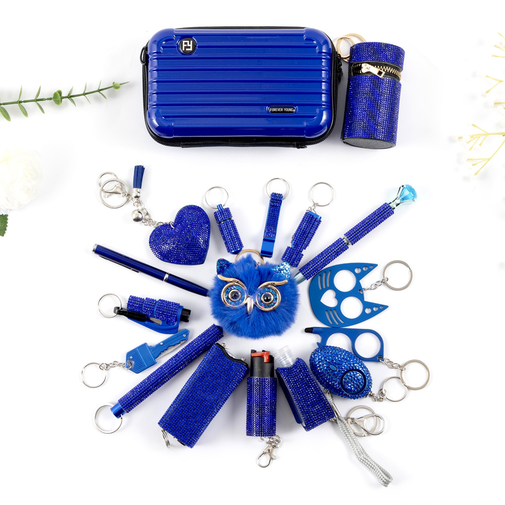 18PCS Royal Blue - Premium self defense keychain set for women's personal safety. Features 18-piece comprehensive set and Keychain attachment.