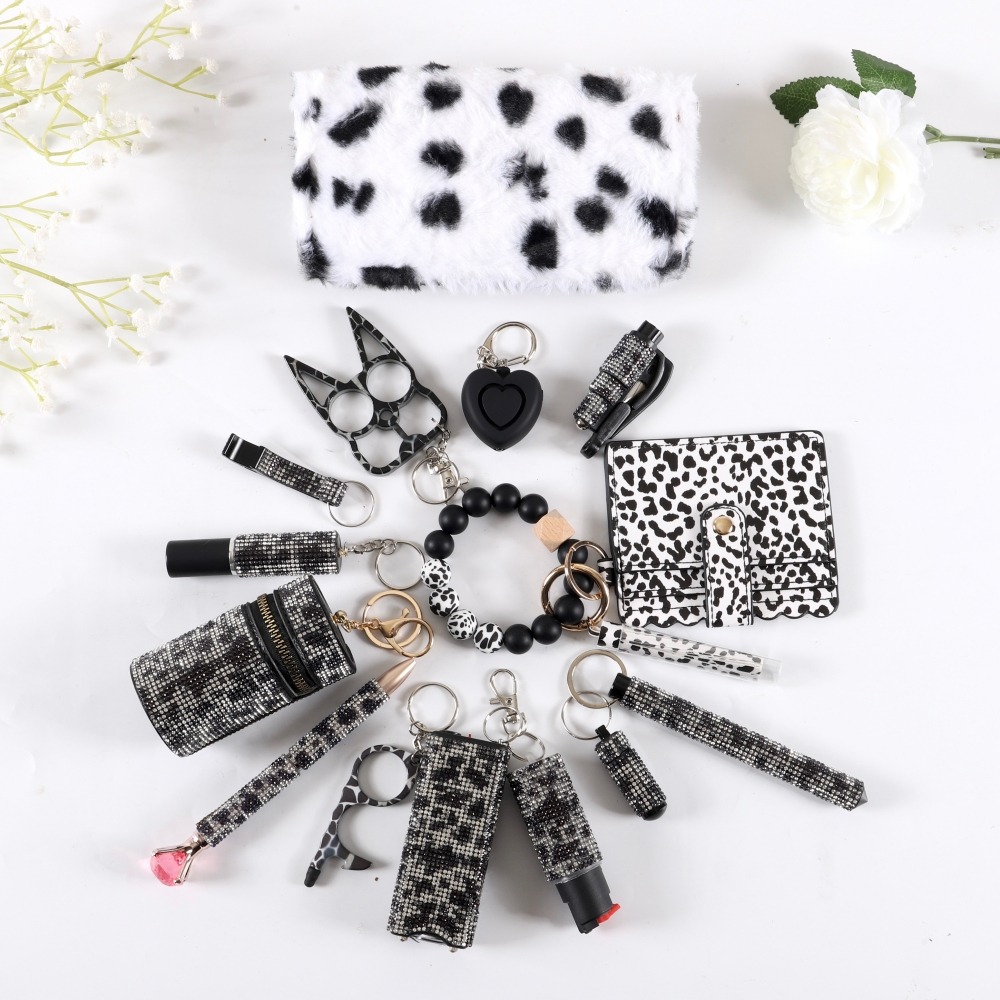 All Cow Set 15 PCS Set - Premium self defense keychain set for women's personal safety. Features 15-piece comprehensive set and Multiple defense tools.