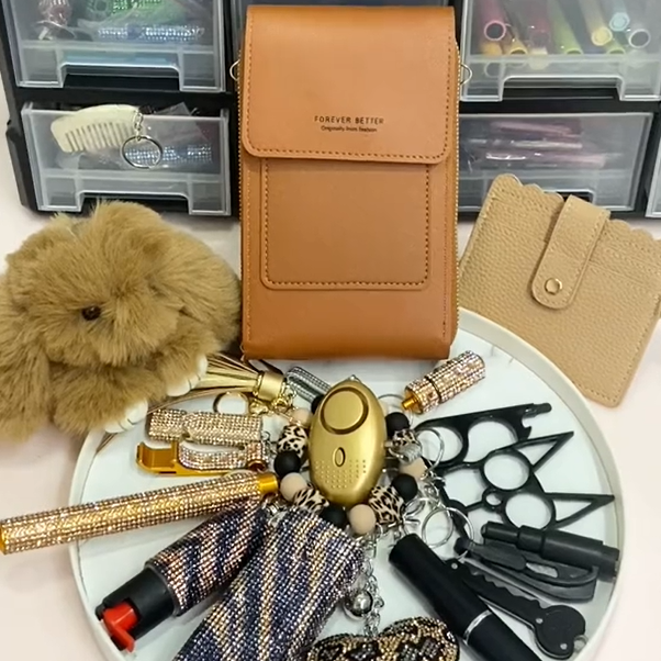 Brown Tiger Set - Premium self defense keychain set for women's personal safety. Features Keychain attachment and Durable construction.