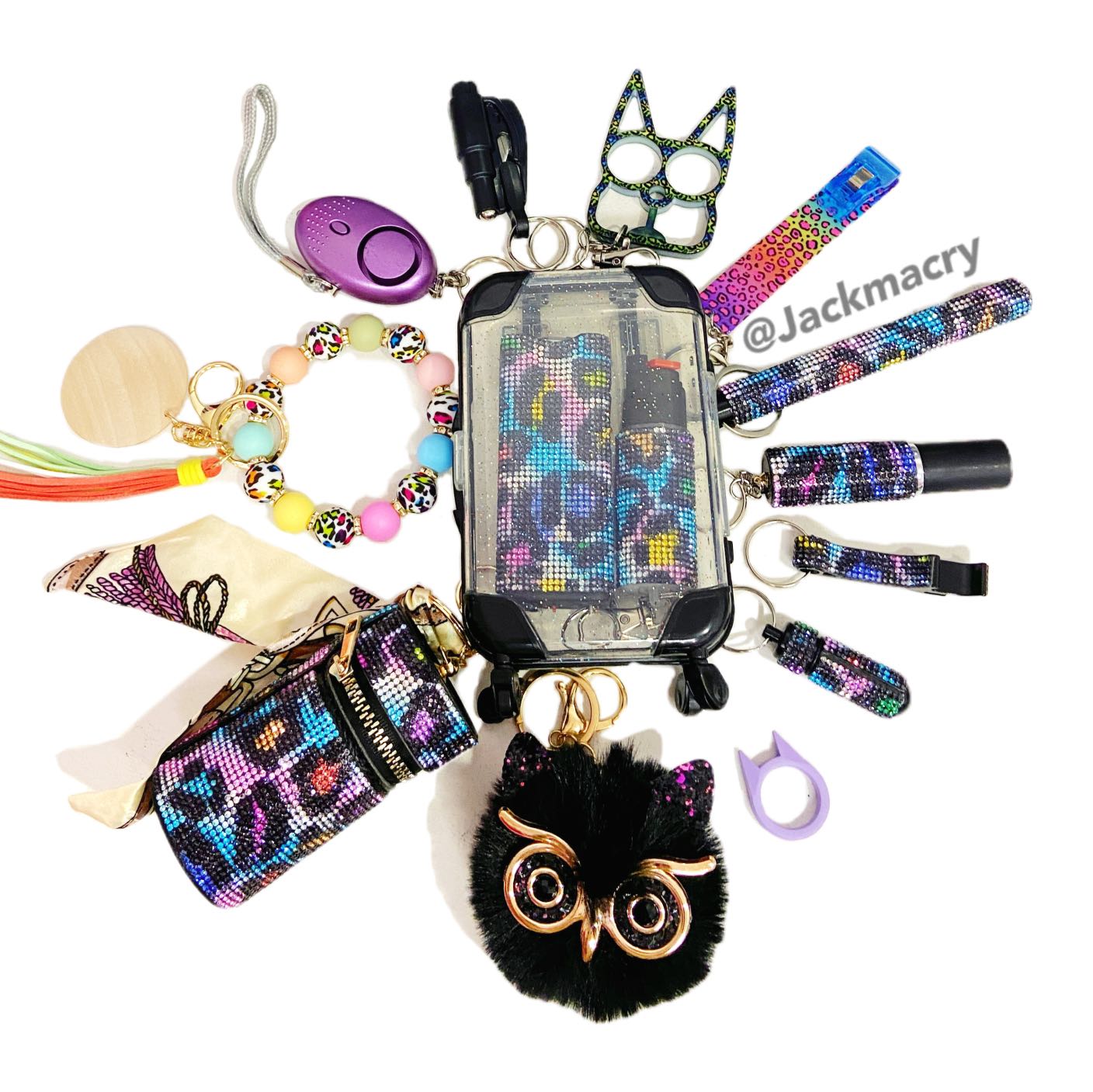 Colorful Leopard Safety Keychain -1129 - Premium self defense keychain set for women's personal safety. Features Keychain attachment and Durable construction.