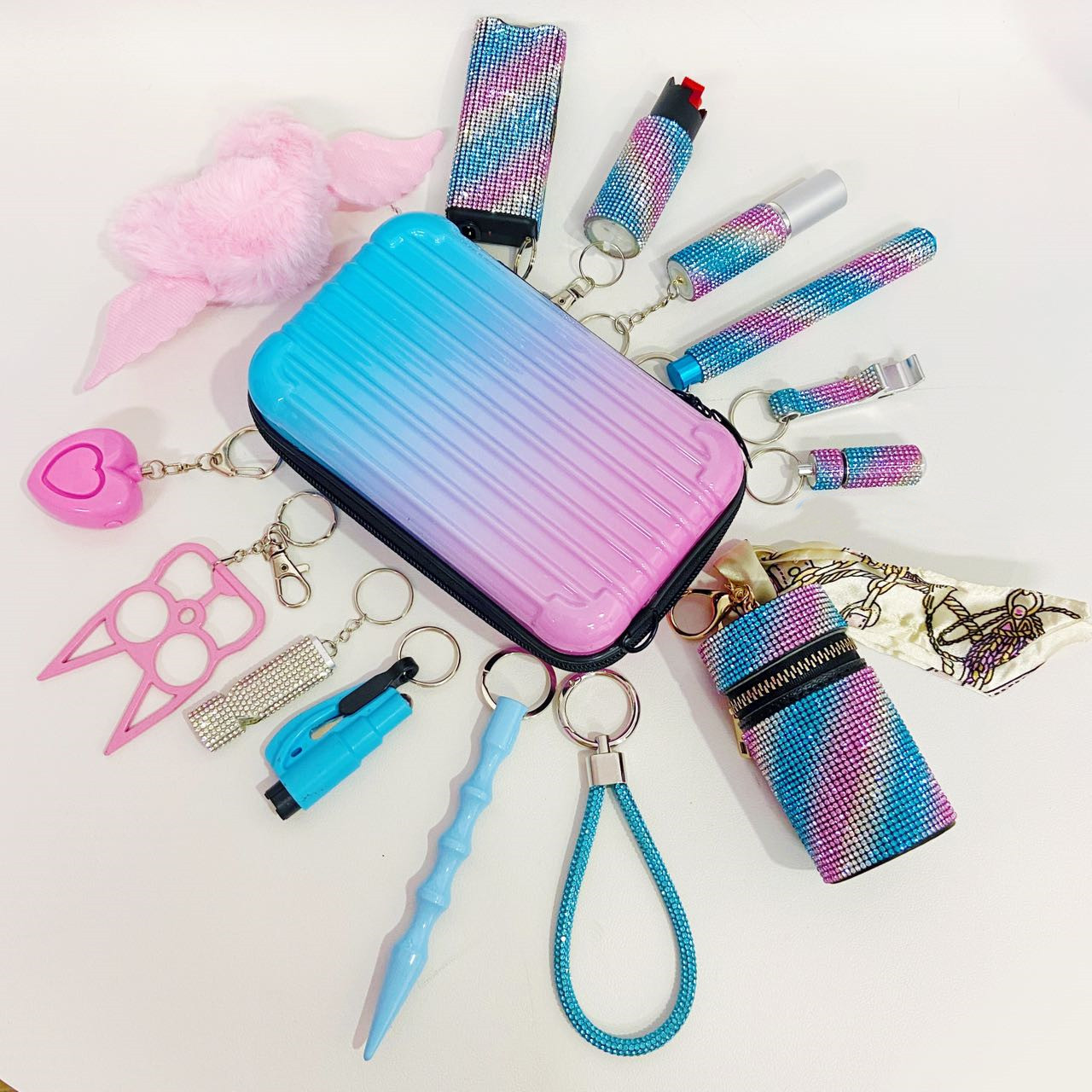 Cotton Candy Safety Keychian - Premium self defense keychain set for women's personal safety. Features Keychain attachment and Durable construction.