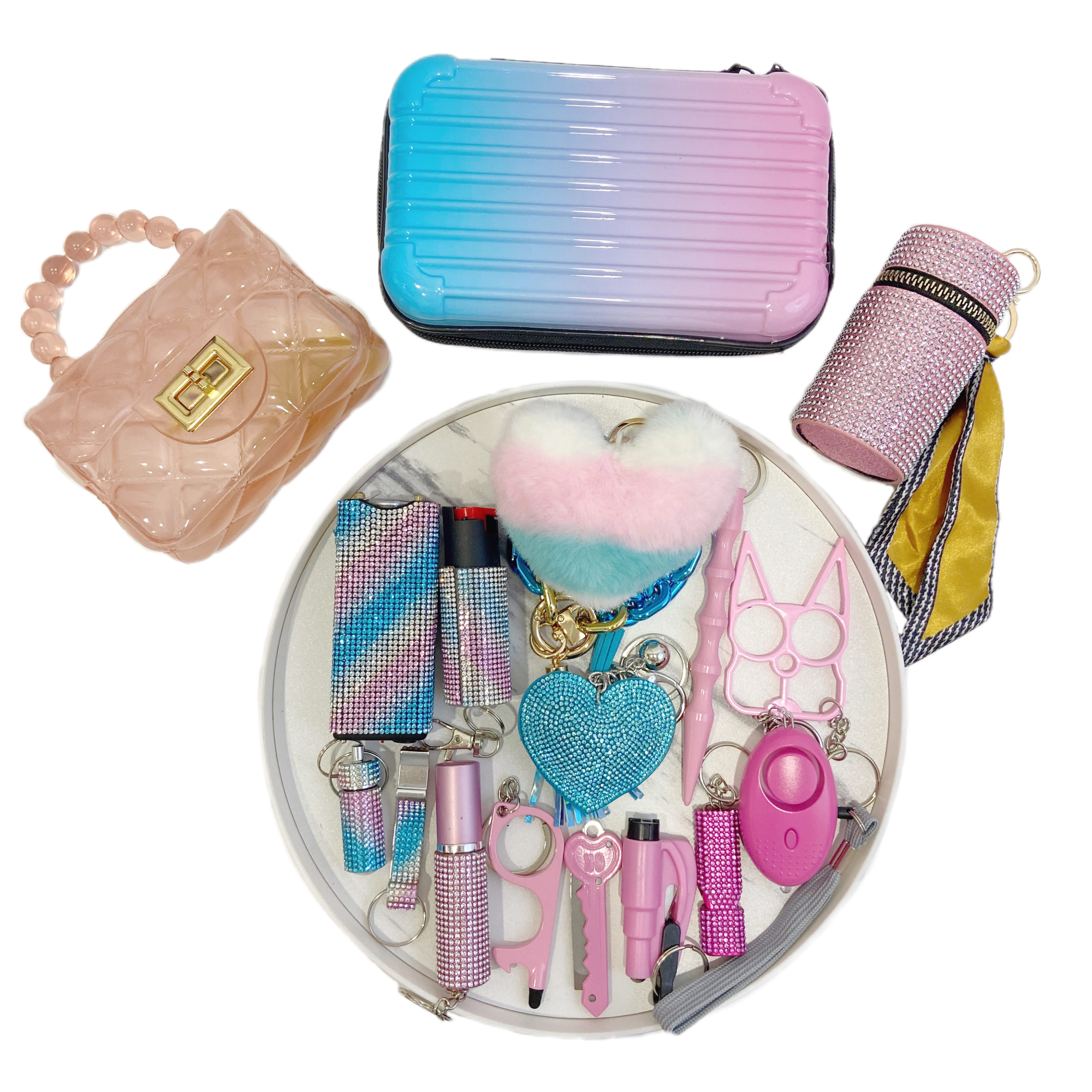 Cotton Candy Set - Premium self defense keychain set for women's personal safety. Features Keychain attachment and Durable construction.