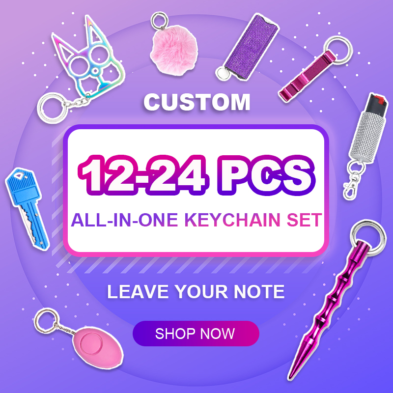 Custom 12-24 PCS All-in-one Keychain Set - Premium self defense keychain set for women's personal safety. Features 24-piece comprehensive set and Multiple defense tools.