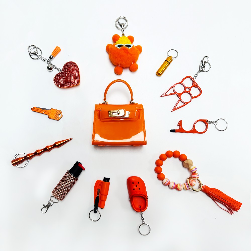 Fix Keychain Set - Orange - Premium self defense keychain set for women's personal safety. Features Keychain attachment and Durable construction.