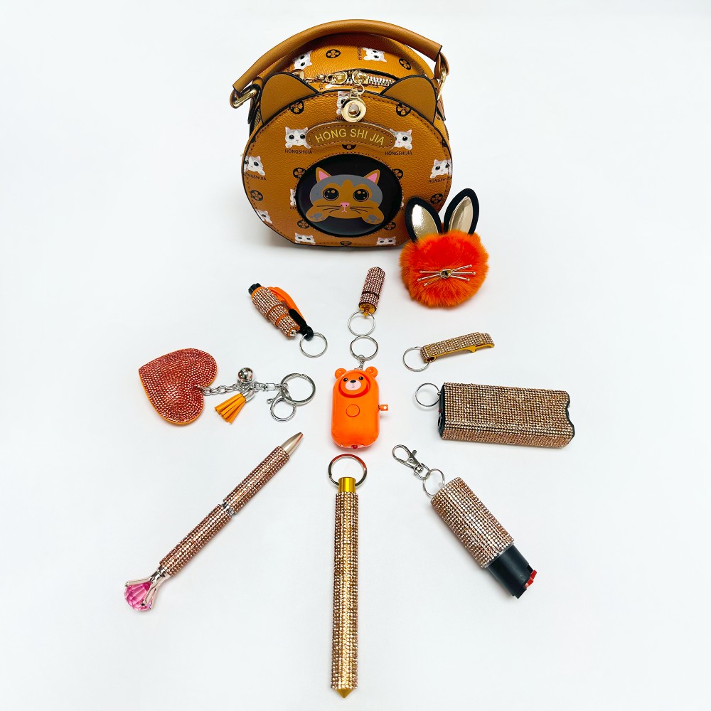 Fix Keychain Set - Orange Cat - Premium self defense keychain set for women's personal safety. Features Keychain attachment and Durable construction.