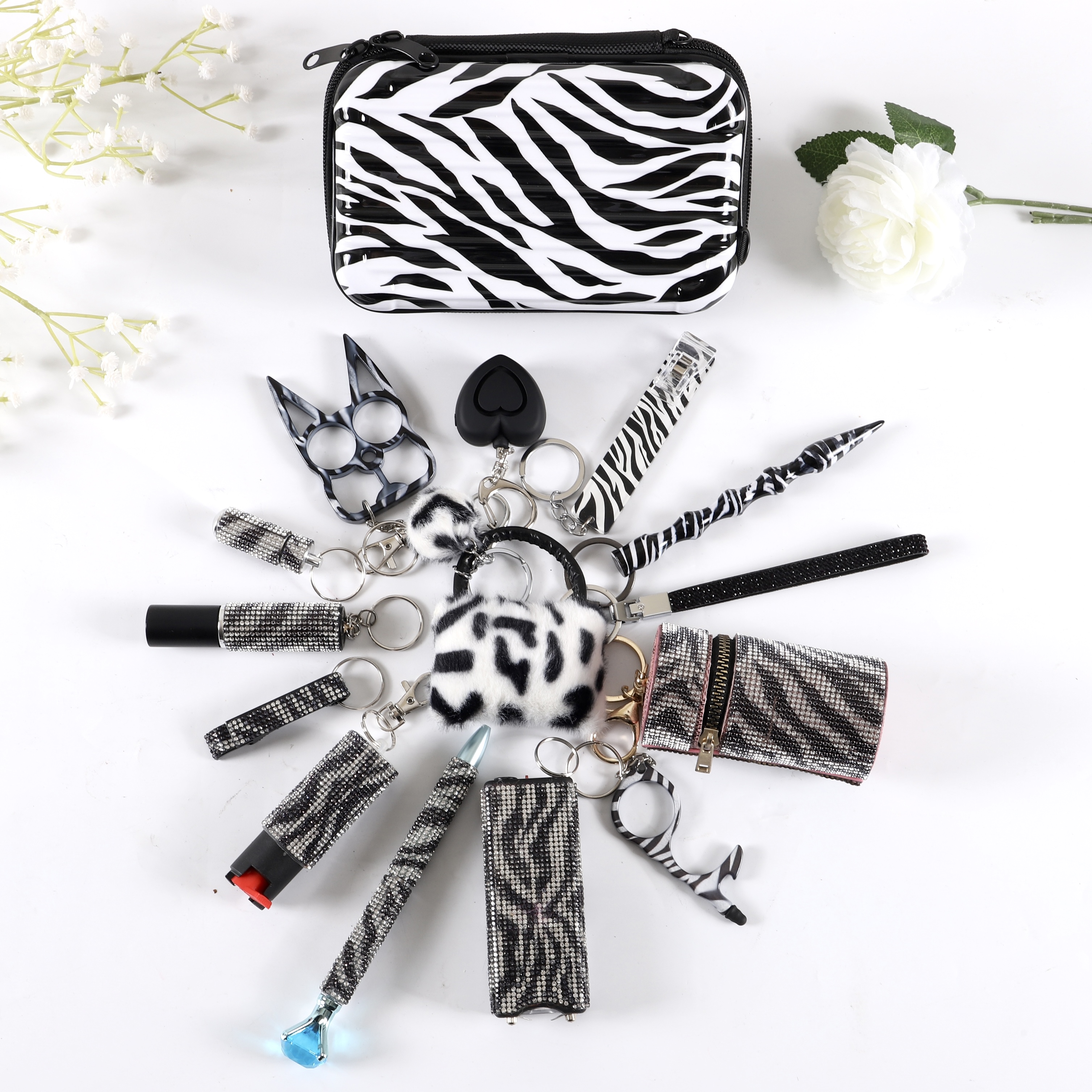 Fix Keychain Set - Zebra - Premium self defense keychain set for women's personal safety. Features Keychain attachment and Durable construction.