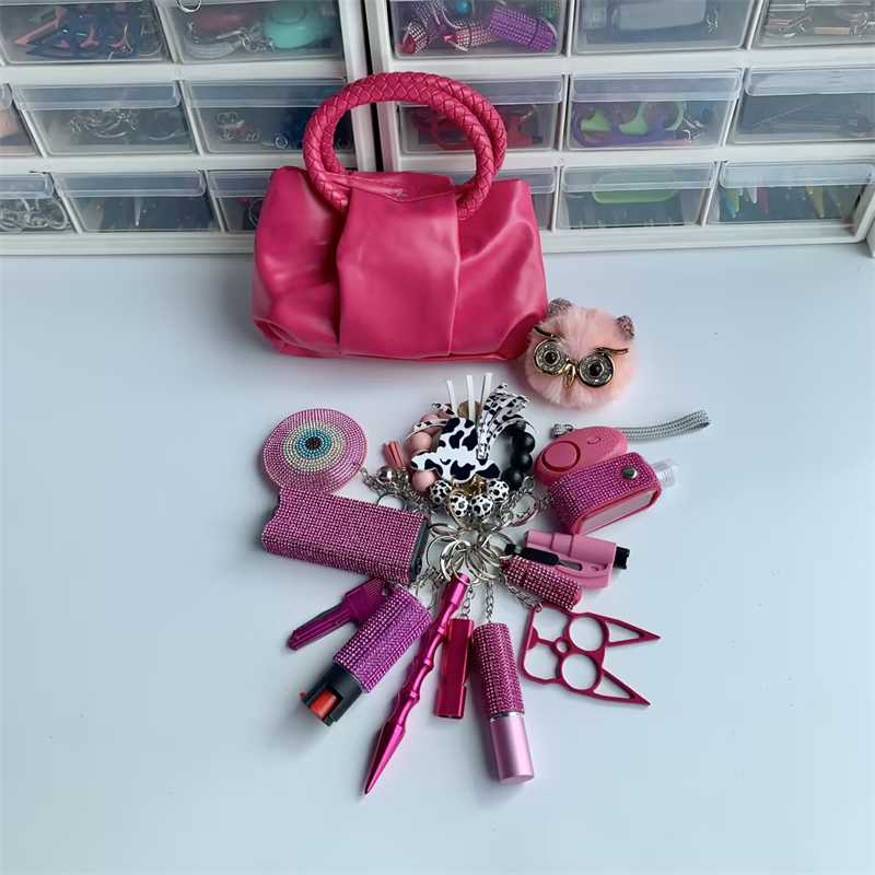 Lightning Keychain  Shiny 15pcs Keychain Set - Premium self defense keychain set for women's personal safety. Features 15-piece comprehensive set and Multiple defense tools.