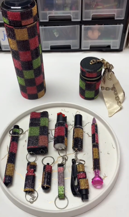 Plaid Safety Set - Premium self defense keychain set for women's personal safety. Features Keychain attachment and Durable construction.