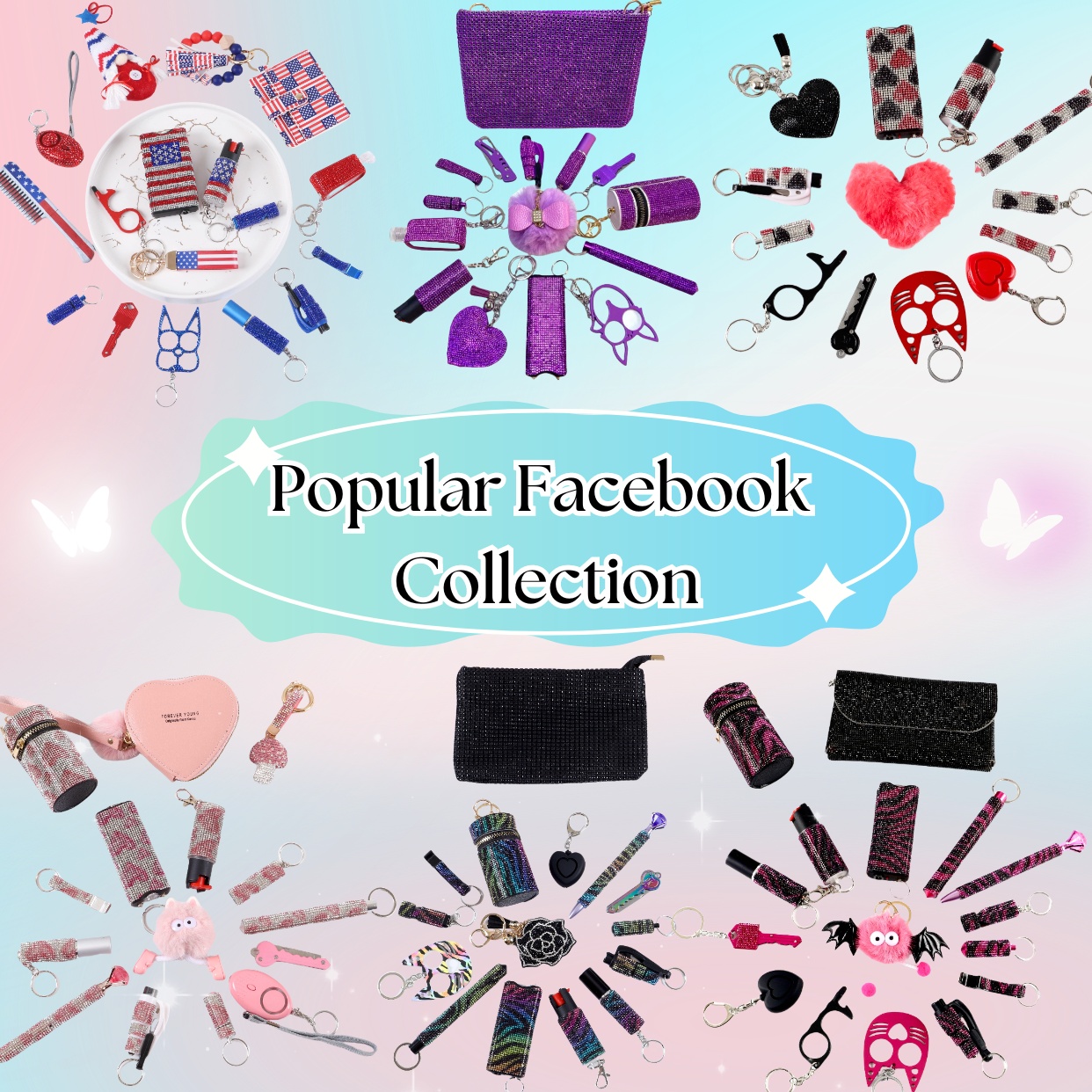 Popular Pattern Keychain Sets-Select The Specific Set You Prefer - Premium self defense keychain set for women's personal safety. Features Keychain attachment and Durable construction.