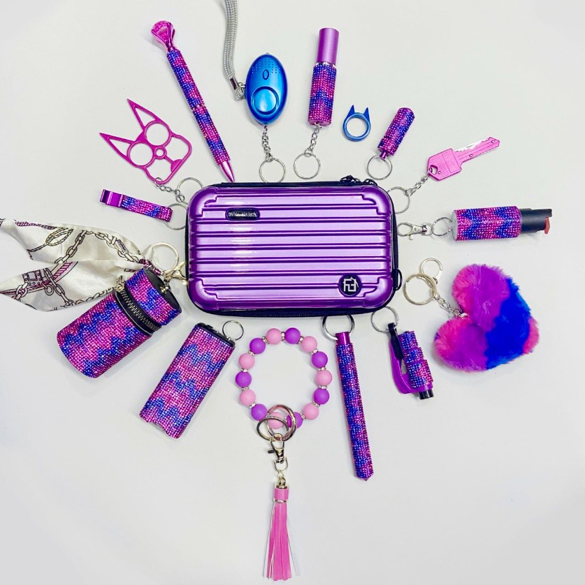 Purple And Blue Wave Safety Keychain - Premium self defense keychain set for women's personal safety. Features Keychain attachment and Durable construction.