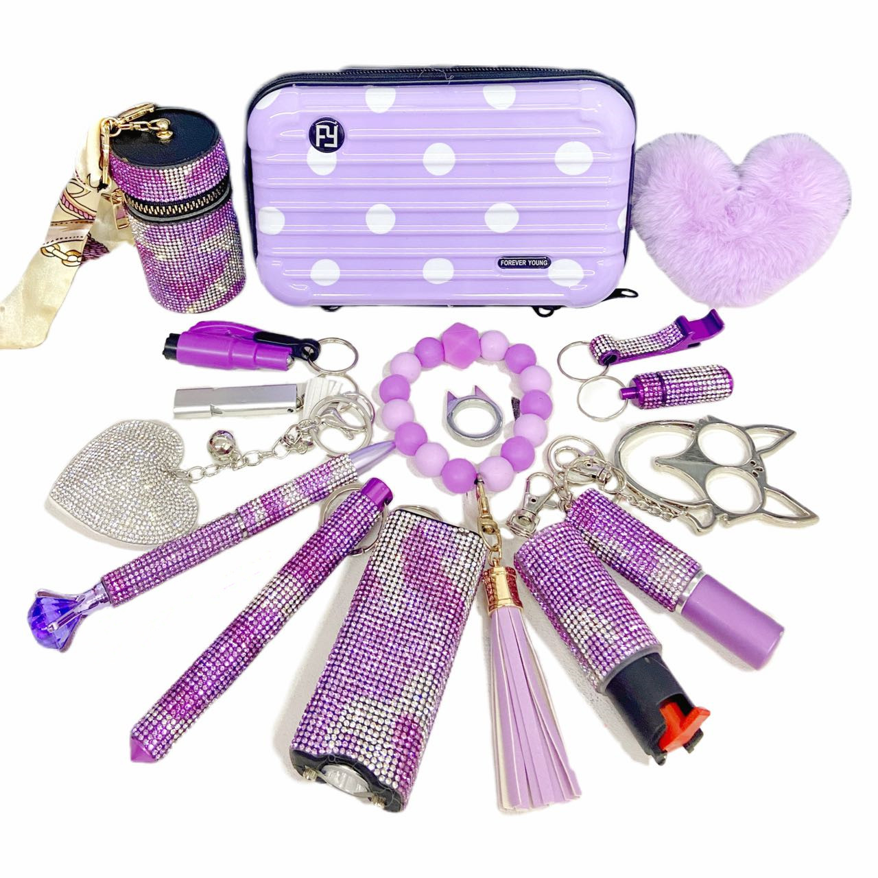 Purple Camo Safety Keychain -1130 - Premium self defense keychain set for women's personal safety. Features Keychain attachment and Durable construction.