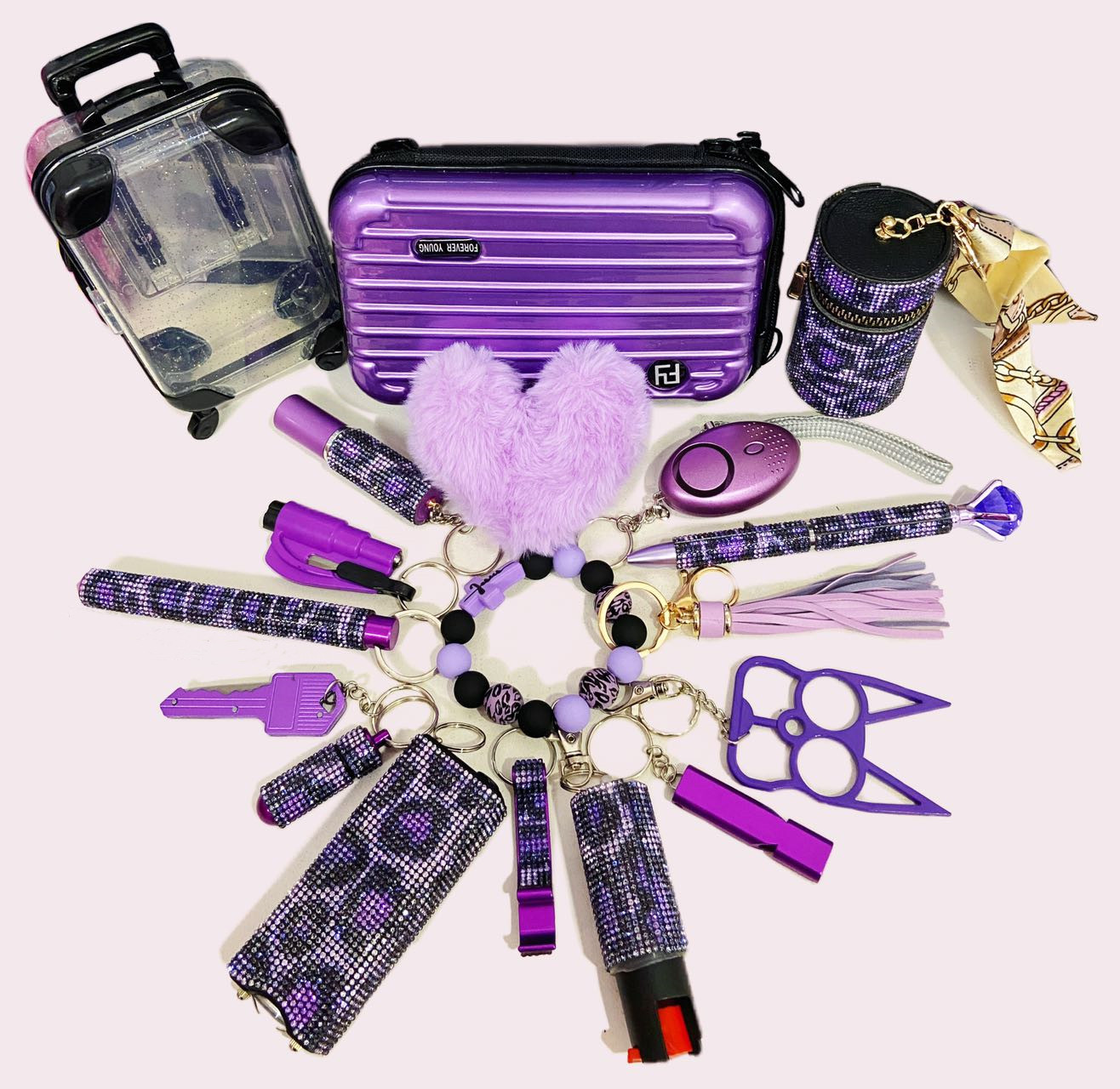 Purple Leopard Safety Keychain -1121 - Premium self defense keychain set for women's personal safety. Features Keychain attachment and Durable construction.