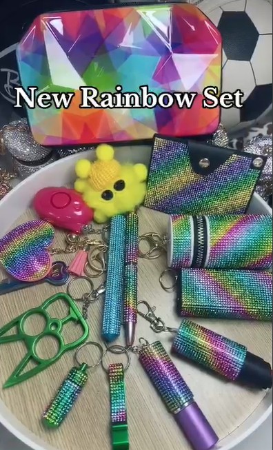 Rainbow Set - Premium self defense keychain set for women's personal safety. Features Keychain attachment and Durable construction.