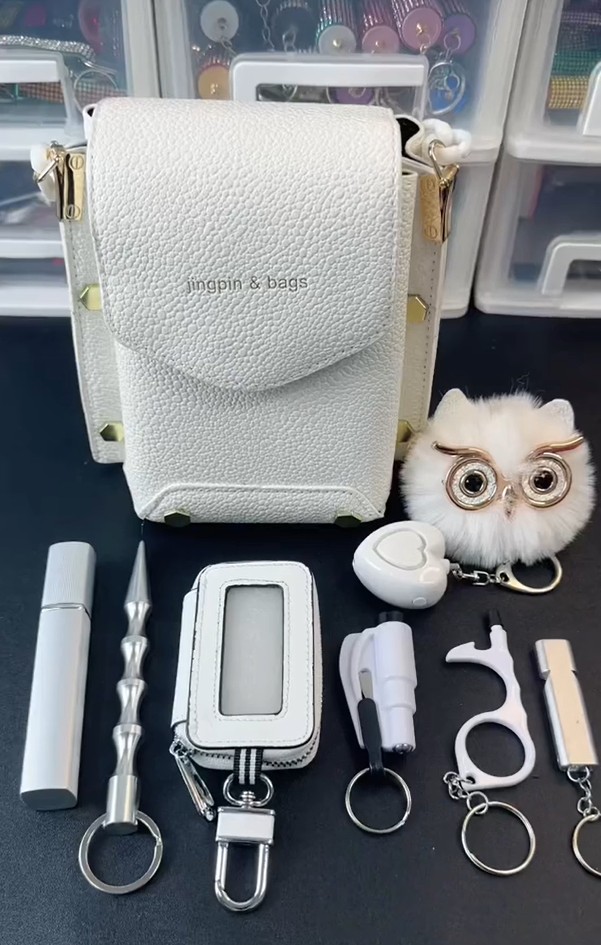 Silver Safety Set - Premium self defense keychain set for women's personal safety. Features Keychain attachment and Durable construction.