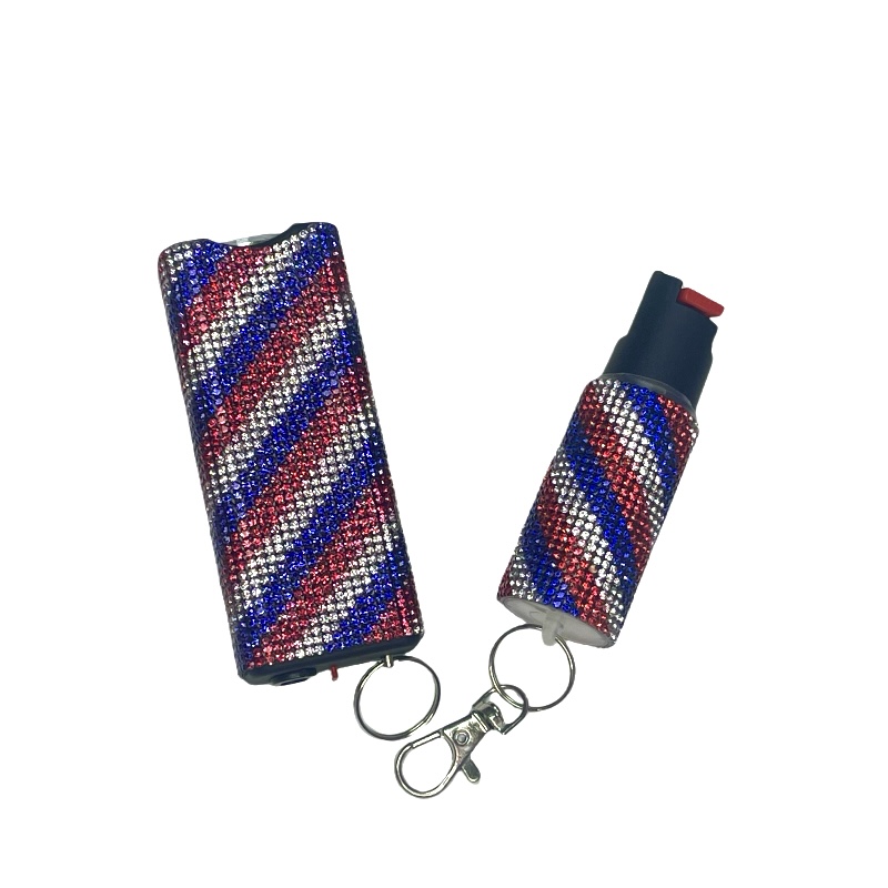 Taser With Matching Pepper Spray - Premium self defense keychain set for women's personal safety. Features OC pepper spray and Compact size.