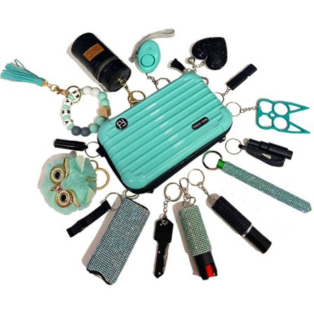 Teal And Black Safety Keychain - Premium self defense keychain set for women's personal safety. Features Tactical grade materials and Discrete design.