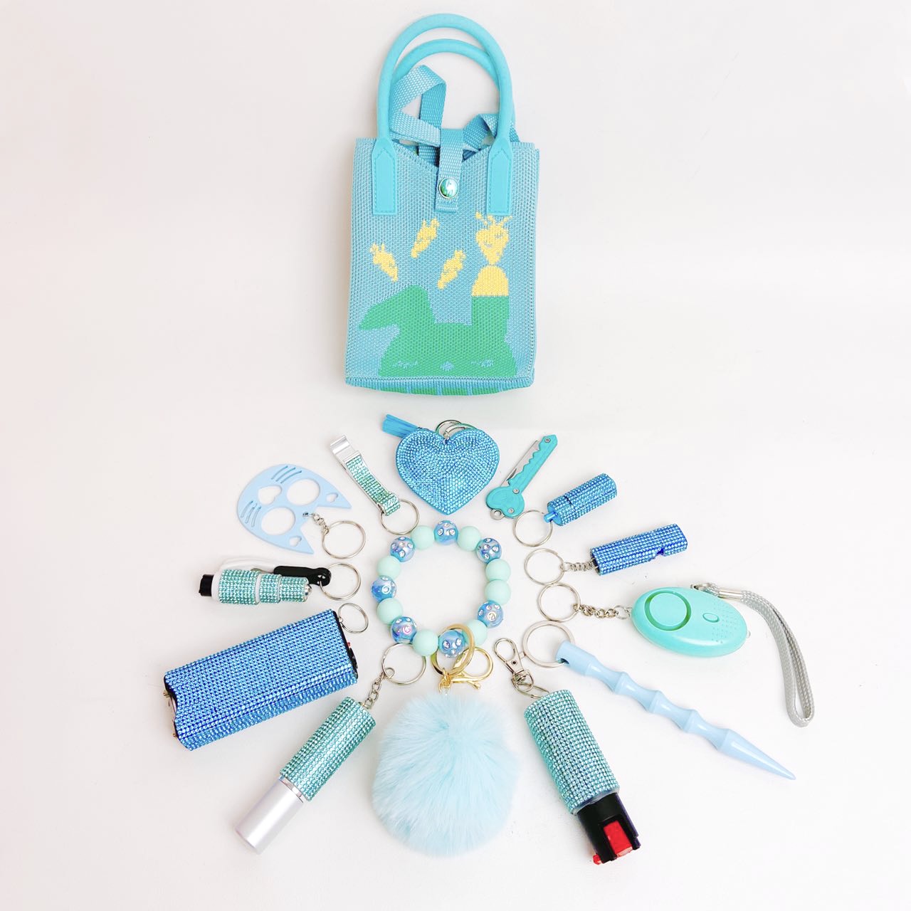 Teal And Blue Safety Keychain Set - Premium self defense keychain set for women's personal safety. Features Keychain attachment and Durable construction.