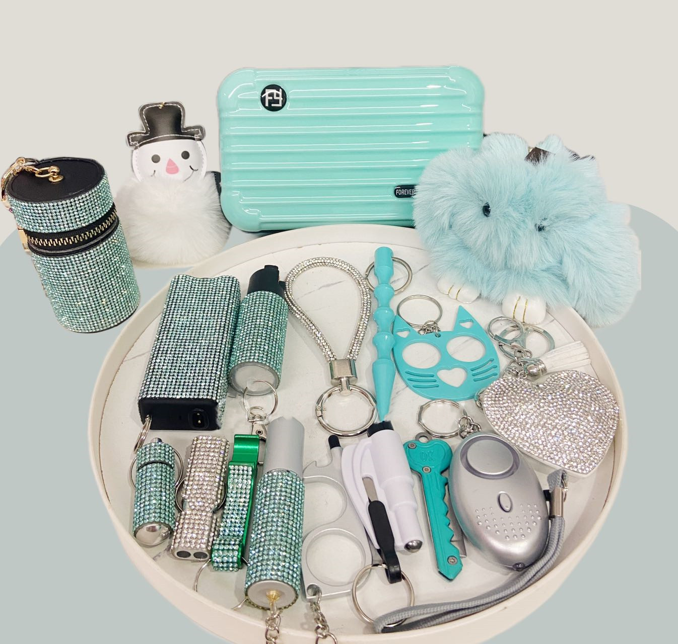 Teal  Fashion Self Defense Keychain Set - Premium self defense keychain set for women's personal safety. Features Keychain attachment and Durable construction.