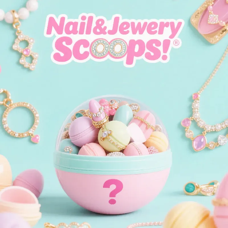 Surprise collection of safety keychain accessories with nail art elements. Choose from 5, 10, or 15 mystery pieces - perfect gift for women's personal protection and style.